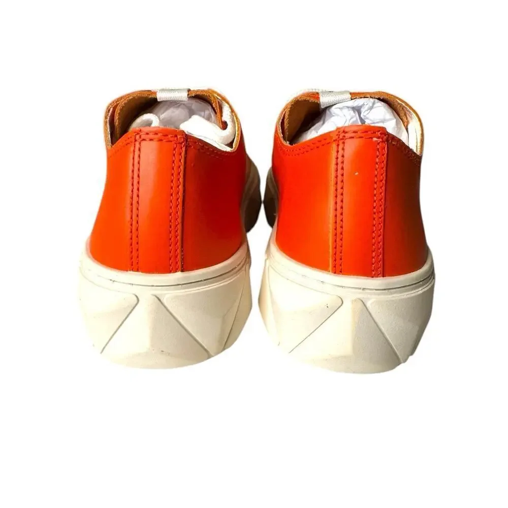 Schutz NEW Leather Lace Up Sneakers Energy Gianni Bright Orange Size 8.5 Women
